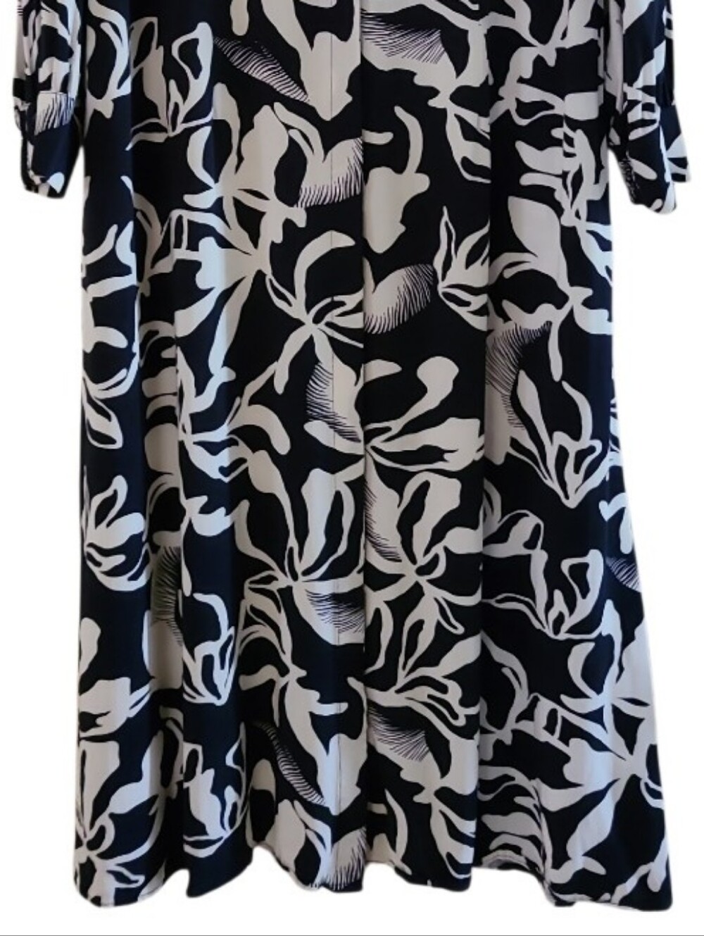 Chico's Foiliage Maxi Shirt Button-Front Dress Black White Longsleeve Pockets - Picture 9 of 17